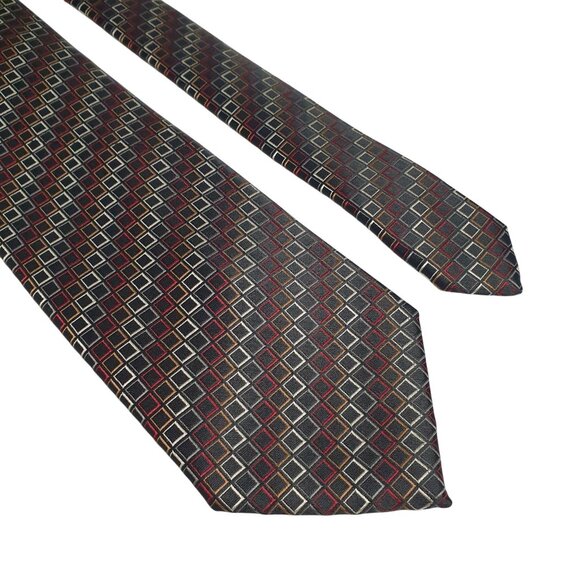 Giorgio Brutini Mens Silk Tie Multicolor Diamond Pattern 58 Inches Designer Gift - Picture 3 of 6